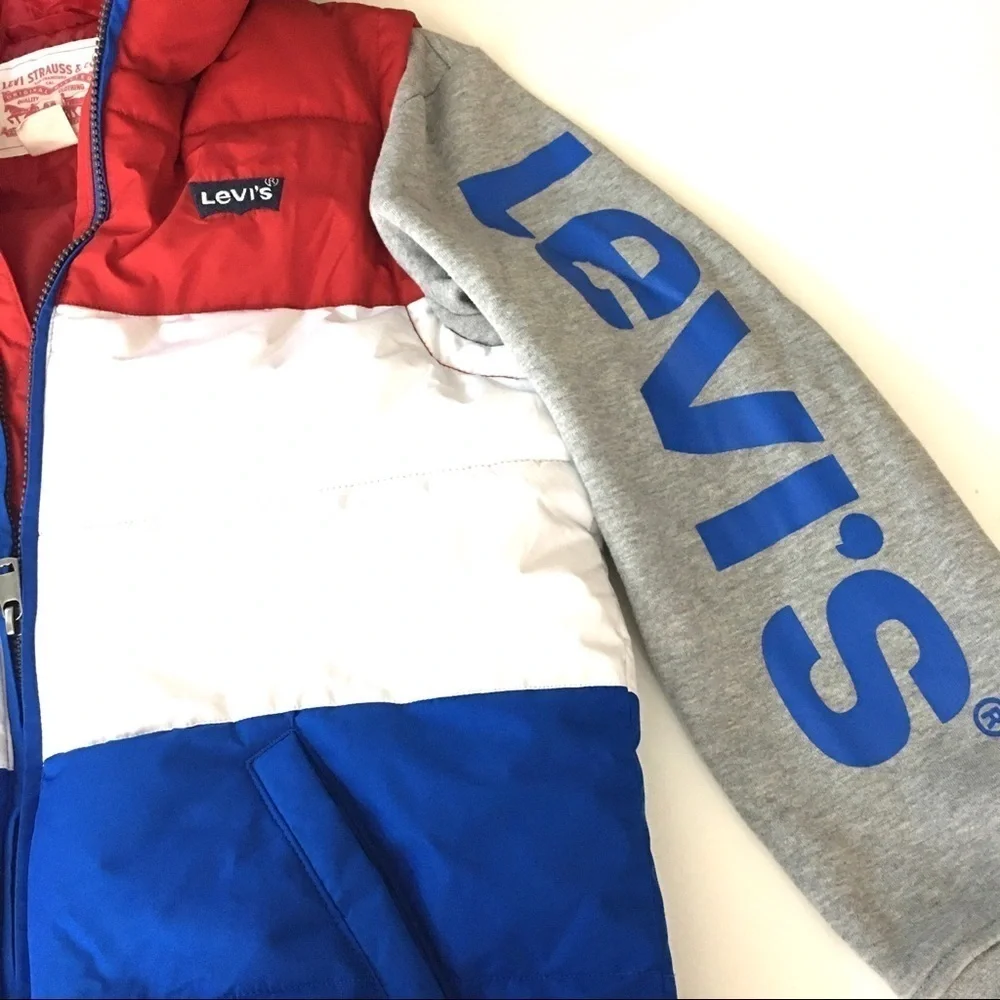 Levi’s‎ Boys Colorblock Logo Puffer Fleece Hoodie Jacket